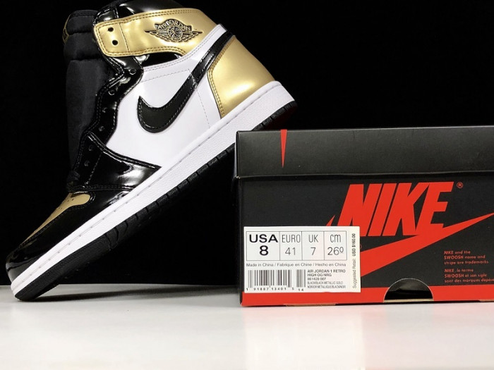 Jordan 1 Retro High NRG Patent Gold Toe  861428-007